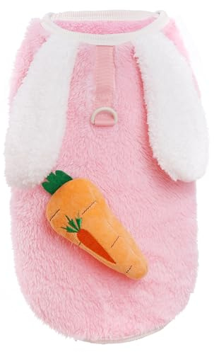 Pistha Rosa Hasen Hund Kostüm Osterhase Hund Outfit mit Karotte Dekor nur für kleine Welpen Katzen Ostern Halloween Cosplay