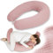 PaLulli® Ergonomisches XXL Stillkissen 190x30 cm mit Bezug aus Bio-Musselin Baumwolle - ideales Schwangerschafts- & Seitenschläferkissen, Komfort und Unterstützung für Erwachsene und Mütter (Rosa)