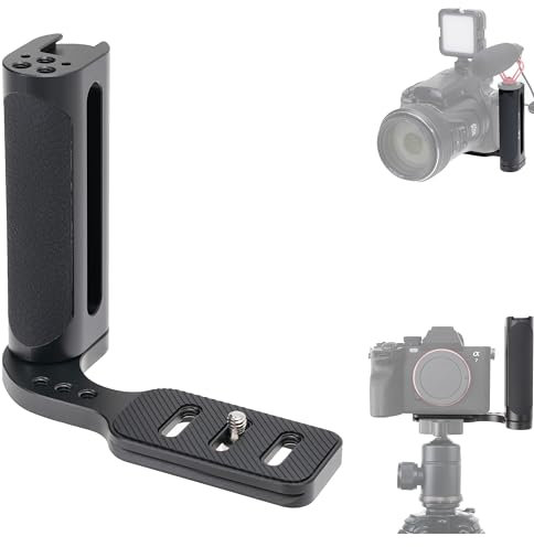 Fotga Supporto universale per impugnatura laterale sinistra, stabilizzatore video con piastra di base Arca Swiss, per fotocamere mirrorless DSLR Canon/Nikon/Sony/Panasonic, cold shoe 1/4-20 fori per