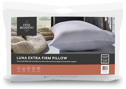 The Fine Bedding Company - Luna Extra Firm Pillow - Extra Firm Pillows for Back and Side Sleepers - Luxury Hotel Quality - Hypoallergenic - 1 Pack, 2 Pack, 4 Pack (2)