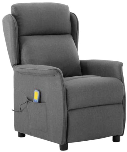 vidaXL Massage Chair Light grey 67.5 x 93.5 x 101.5 cm Fabric, Elegant Reclining Chair, Contemporary Massage Seating, USB Powered, Ergonomic Design for Ultimate Comfort and Relaxation