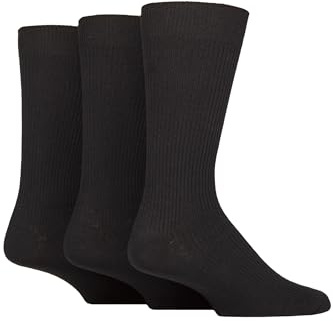 Glenmuir Men’s 3 Pair Laird Cotton Ribbed Trouser Socks – Plain, Soft, Breathable & Durable, Ideal for Work & Formal Wear with Ribbed Top, Comfortable Everyday Wear, Size 7–11