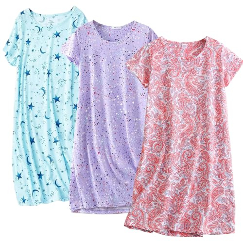 BERDITH Nighties for Women Nightdress Ladies Cotton Blend Nightie Soft Night Dress Womens T Shirt Nightdresses Summer Plus Size Nightwear Sleep & Lounge Mothers Day Mum Mummy