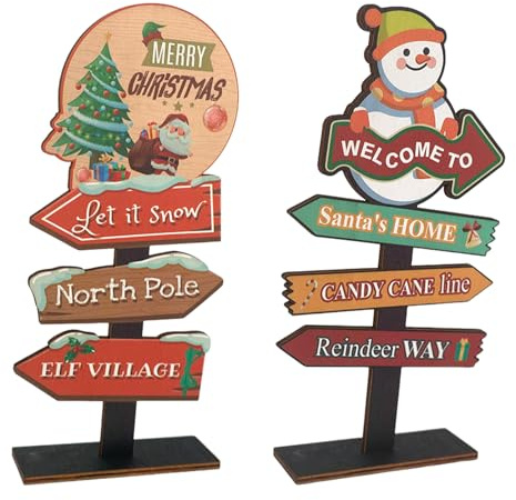 Rainway 2 Pièces Décoration De Table De Noël, Panneaux De Décoration De Table De Noël, Sapin De Noel Décoratif, Centre De Table en Bois pour FêTe, Rustique en Bois pour Salon L'IntéRieur Cheminée