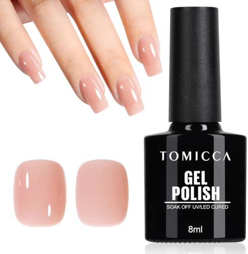 TOMICCA UV-nagellack, 8 ml, gelnagellack som torkas med LED-lampa, för manikyr, nakenrosa