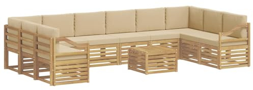 vidaXL Outdoor-Sofagarnitur 11 pcs Weiß und Beige 59 x 59 x 37 cm, Gartenlounge, modernes Sofa für draußen, haltbare Terrassenmöbel, Coole Sitzgruppe