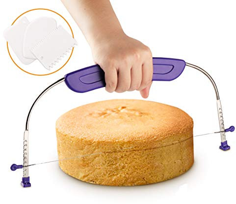 ilauke Cortador Rebanadora & Nivelador Hoja de Sierra Ajustable y 3pcs Tarta Scraper