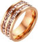 HIJONES Unisexe en Acier Inoxydable Simple Sauvage 8MM Double Rangée Carré Diamant Bague Or Rose, Taille 57