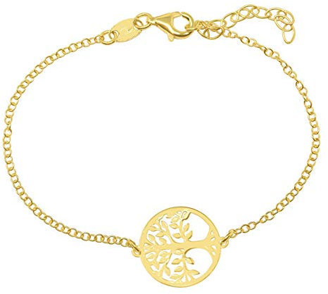 WANDA PLATA Bracelet Arbre de Vie pour femme en Fine Argent 925 Plaqué Or dans Coffre Cadeau (Or)