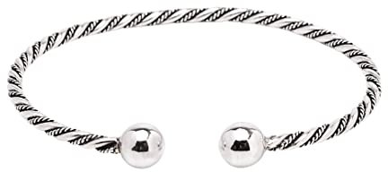 Treasure Bay Handcrafted 925 Sterling Silver Twisted Bangle Bracelet for Women