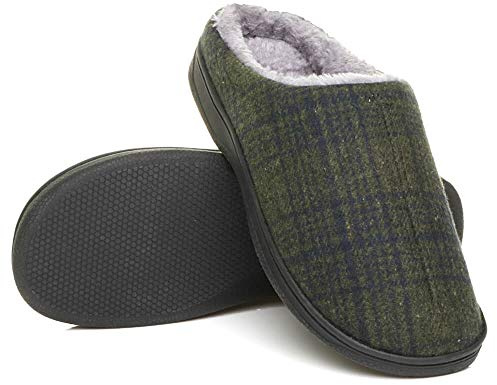 AJVANI flat winter fur lined memory foam mules slippers house shoes size 10 44