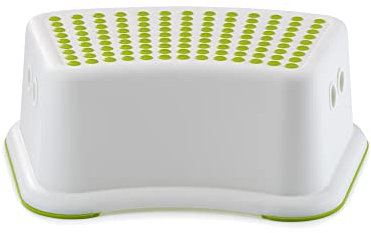 Straame Sturdy Step Stool for Bathroom, Practical Non-Slip Toilet Step in White and Green for Kids, Multiuse Booster Step, Toddler Potty Training (Green, 1)