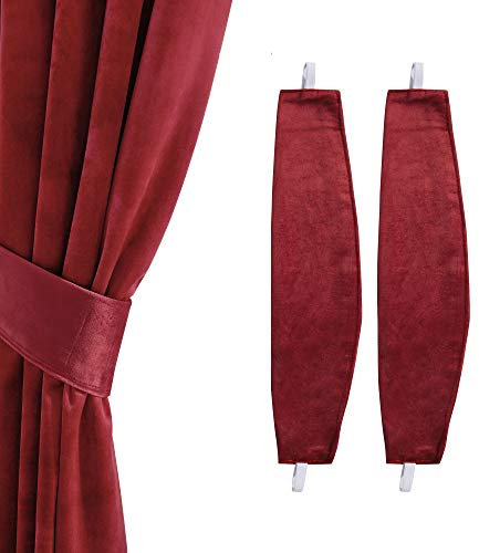 StangH Vorhang-Raffhalter, Rot, Samt, 2 Packungen, 53,3 cm Länge, 2 Schlaufen