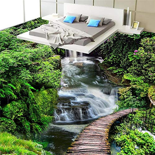 plancher de roche cascade peinture décorative auto-adhésive peinture de sol PVC plancher de sol papertothicken porter étanche-350 * 245 cm