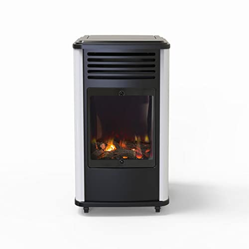 Universal Innovations Manhattan Portable Gas Stove - 3.4 kW, Real Flame Gas Fire, Oxygen Depletion Sensor, Efficient Heating, Stylish and Portable Heater for Home - White