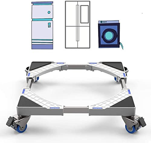 JEEWHEET Base con 4 Ruedas con Bloqueo Ancho Ajustable 41-64cm, Carga 300KG Soporte Lavadora, Plataforma con Ruedas para Nevera, Lavadora, Secadora y Frigorífico