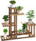 Outsunny Scaffale Porta Piante e Fiori a 6 Livelli Asimmetrico, Fioriera Verticale in Legno per Giardino e Casa, Colore Naturale