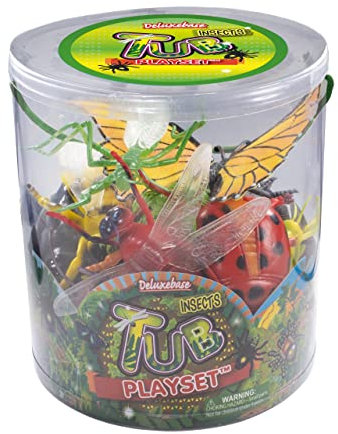 Tub Playset Badewannen Spielset – Insekten von Deluxebase. Gruseliges Krabbelspielzeug Set für Kinder. Fantasiespielzeug mit 9 Insekten, Bäumen, Steinen und mehr