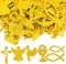 FLOFIA 90 Stk. Streudeko Taufe Tischdeko Fische Kreuz Deko Kommunion Gold Glitzer Papier Fischdeko Konfirmation Kelch Engel Taube Deko Firmung Erstkommunion Dekoration