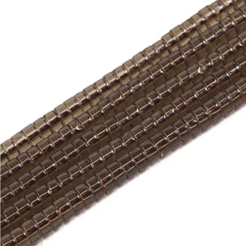 ACYUNLEI 1 Strand Natural Gemstone Heishi Beads, 4x2mm Loose Flat Round Undyed Cylinder Spacer Stones for Bracelet Earrings Jewelry Making, Smoky Quartz