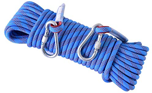 Corde d'escalade statique de 8 mm pour l'extérieur - Corde d'escalade - Parachute de sauvetage - Couleur : bleu - Taille : 8 mm x 100 m