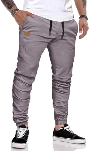 JMIERR Herren Jogginghose Baumwolle Atmungsaktive mit Taschen | Chino,Cargohose,Jogger,Sporthose,Sweatpants,Taille mit Kordelzug,Elastische,Stretch,Freizeit und Alltag