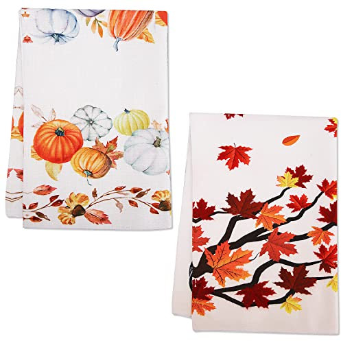 Savita Kariertes Auto Ahornblatt Kürbis Küchentücher Herbst, 58 cm x 39 cm Herbst Thanksgiving Ernte Vintage-Bar-Geschirrtücher Geschirr Handtücher Herbst Geschirrtücher Herbst 2er-Set