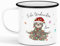 Emaille Tasse Becher personalisiert | Weihnachten | Faultier Lichterkette | Wichtelgeschenk mit Namen bedruckt | Nikolausgeschenk | Weihnachtszeit (Faultier Lichterkette - Emaille Rand Schwarz)
