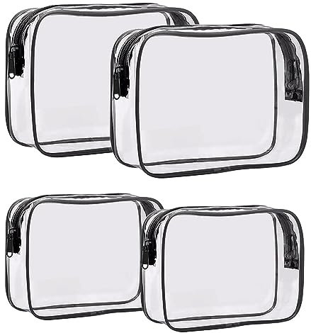 Beauty Case Trasparente,Borsa Trasparente,Pochette Trasparente,4 Pezzi Porta Trucchi da Viaggio Portatili,Borse da Toilette Trasparenti con Cerniera