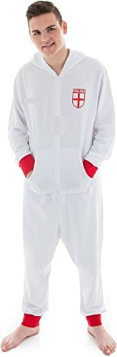 UC Official Licneced England Football Onesie for Mens, Pyjamas Nightwear Footy Gifts for Men