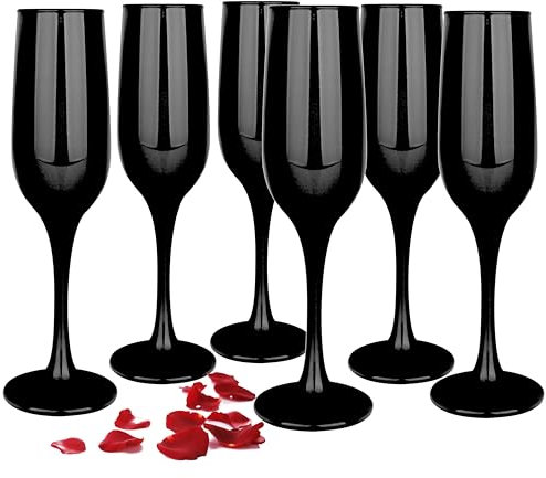 Glasmark Krosno Set De Coupes À Champagne 6X 200Ml Verres À Vin Mousseux Verres À Prosecco Noir