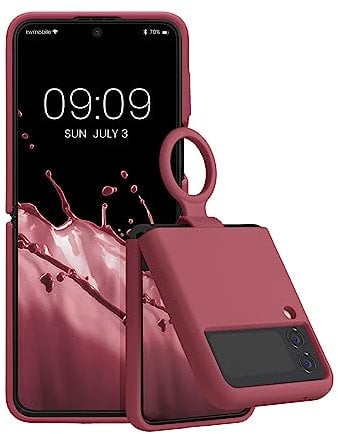 kwmobile Custodia con Anello Compatibile con Samsung Galaxy Z Flip4 - Cover Ultra Slim Silicone Morbido - Back Case Morbida TPU - rosa scuro