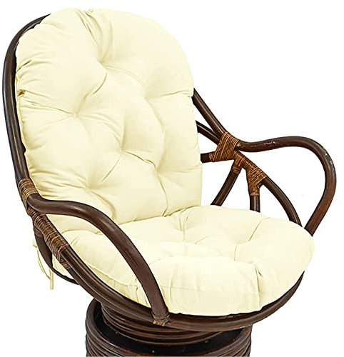 Rattani Auflage/Polster für Schaukelstuhl, Schaukelkissen Ersatz Outdoor/Indoor, Weich Verdickt Waschbar Sitzkissen Fester Twill Drehstuhl Schaukelstuhl Kissen rutschfes(Size:120*60cm,Color:Off-white)
