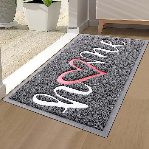 Homaxy Home Fußmatte außen und innen, rutschfeste Schmutzfangmatte Türmatte, waschbar Fussmatte aussen für Haustür, Eingangsbereich, Garten (44 x 76 cm, Grau)