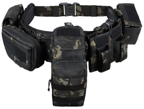 YAKEDA 5 in 1 taktische Duty gepolsterte Gürtel für Law Enforcement Modular Heavy Equipment Police Duty Utility Gürtel mit Taschen (Black CP)