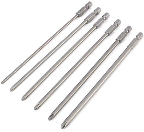 6pcs 150mm Magnetic Cross Head Screwdriver Bits Set, 1/4 Inch Hex Shank Long Phillips Head Screw Driver Bit Tool Accessory