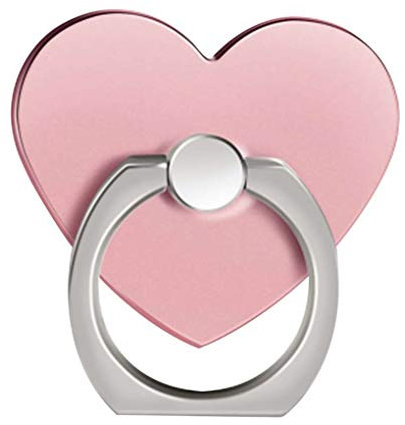 Heart Phone Ring Holder Spinner Ring Stand 360 Degree Rotation Reusable Phone Grip Kickstand Grip Mount, Pink