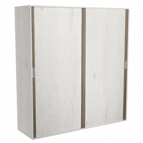 Homey - Armario Dos Puertas Correderas con Altillo Modelo Omabella para Dormitorios de Matrimonio o Individuales, Color Andersen Pino - Gris, Medidas: 180 cm (Ancho) x 208 cm (Alto) x 55 cm (Fondo)