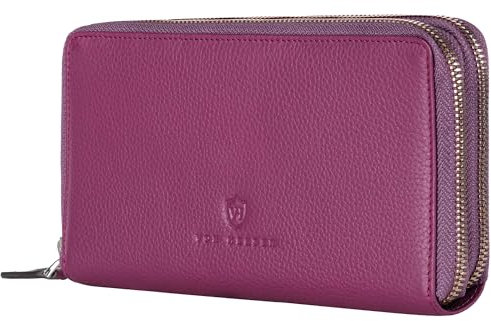 VON HEESEN Leder Geldbörse mit RFID-Schutz - Portemonnaie für Damen & Herren aus echtem Leder - Wallet mit Münzfach - Geldbeutel für Frauen und Männer in Pink