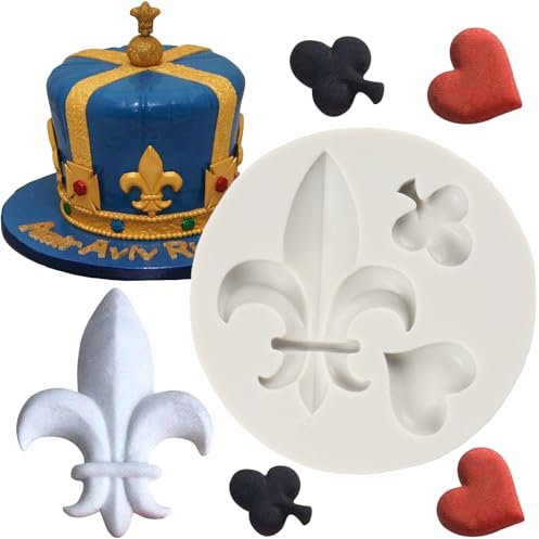 QDMOLDS Moules en silicone en forme de cœur fleur de lys pour décoration de gâteau, décoration de cupcakes, chocolat, bonbons, argile polymère, QD309