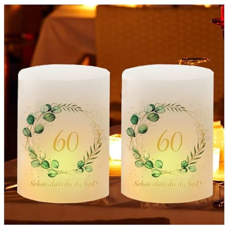 ALLAVA 8 Stück Windlichter Tischdeko für 60. Geburtstag, Deko für Mann und Frau Mit Schön Dass Du Da Bist, für Teelichter und Kerzen