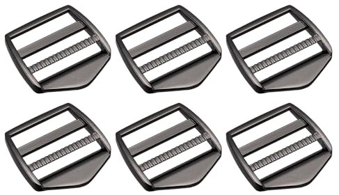 sourcing map Metal Ladder Buckle Slider Tri-Glider Metal Adjustable Buckles, 6pcs 31mm(1-1/4) Inner Size for Webbing Backpack Strap, Gun-black