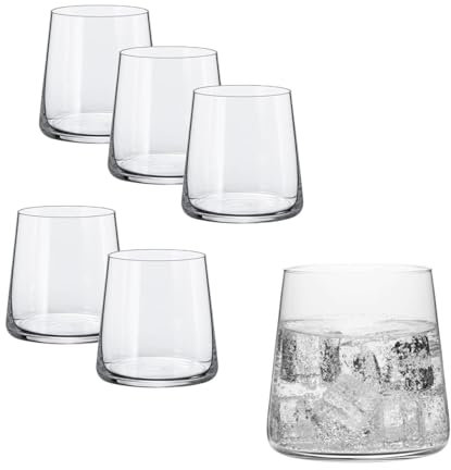Whiskytumbler D.O.F. Mode Rona 410 ml, 6 Gläser Set Double Old Fashioned Glas, modernes Whiskyglas 6er Set, spülmaschinenfest, bleifreies Kristallglas