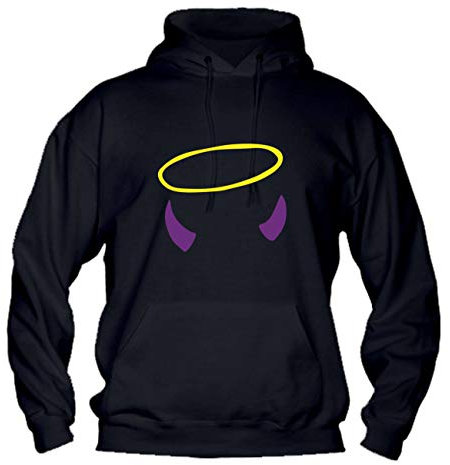 M-Italy Felpa con Cappuccio Uomo & BAMBIN - Corna Aureola - Super vestibilità Top qualità (12-14 Anni, Nero)