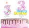 Unicorn 3rd Birthday Cake Topper with Number Candle & 3 Unicorn Candles - Cake Decorations for Girls & Boys