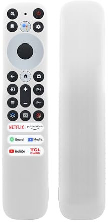 Silicone Protecitve Custodia Cover per telecomando TV per TCL RC902V FMR1,Controllore vocale della televisione intelligente Custodia supporto manica Pelle protettiva (Bianco)
