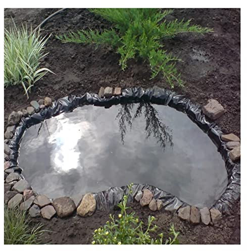 Gartenteichfolie, verstärkte, wasserdichte Teichfolie, robuste HDPE-Wasserspiele, Bäche, Kleiner Teich (Farbe: Schwarz, Größe: 4 x 7 m)