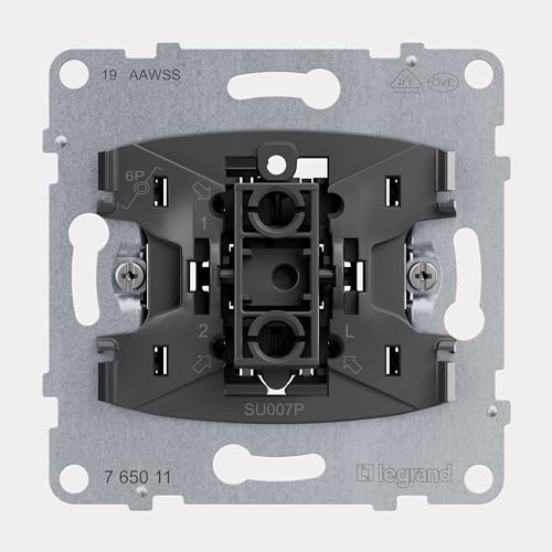 LEGRAND, SEANO Taster-Einsatz mit Wechselkontakt, Steckklemmen, LED-Beleuchtungsfunktion nachrüstbar (Artikelnummer: 764526), LED-Kontrollfunktion nachrüstbar (Artikelnummer: 764521), 10 AX, 765011