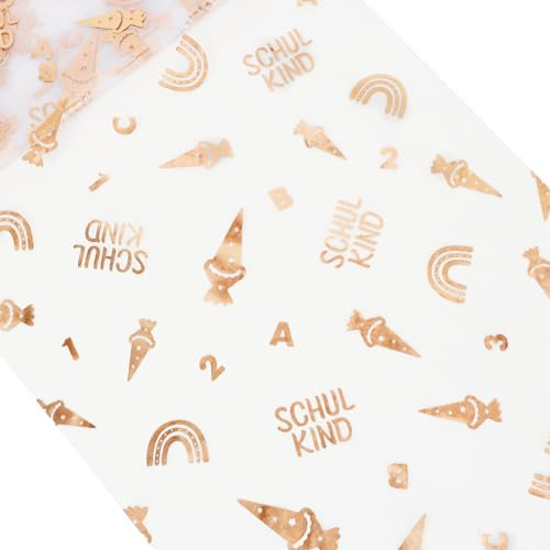 COLOFALLA 450cm x 29cm Einschulung Tischläufer Einschulung Deko Schulkind Tischläufer Schulanfang Tischläufer Junge Mädchen Tischdeko Schulanfang Schuleinführung Deko (Rosegold)