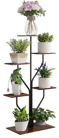 Todeco Porta Piante da Interno, 6 Livelli Scaffale per Piante da Esterno, Porta vasi da Balcone, Portapiante Mobile Giardino Vaso Fioriera Portavasi Supporto Per Giardino